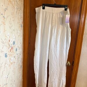 Stars Above White Lightweight Linen Blend Pants Size XXL